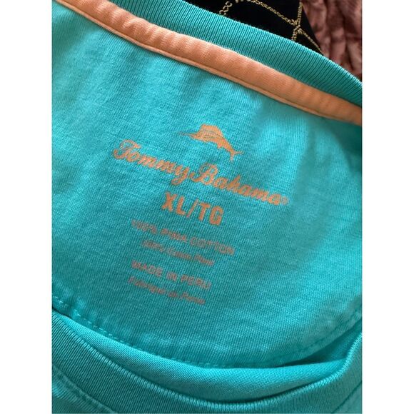 Tommy Bahama Teal Pima Cotton Front Pocket T Shirt XL - Picture 5 of 5